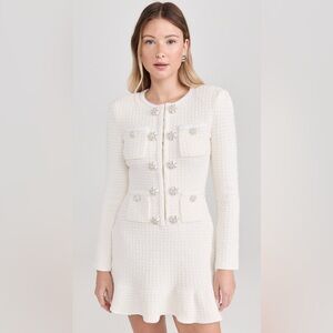 Self-Portrait Cream Buttoned Knit Mini Dress